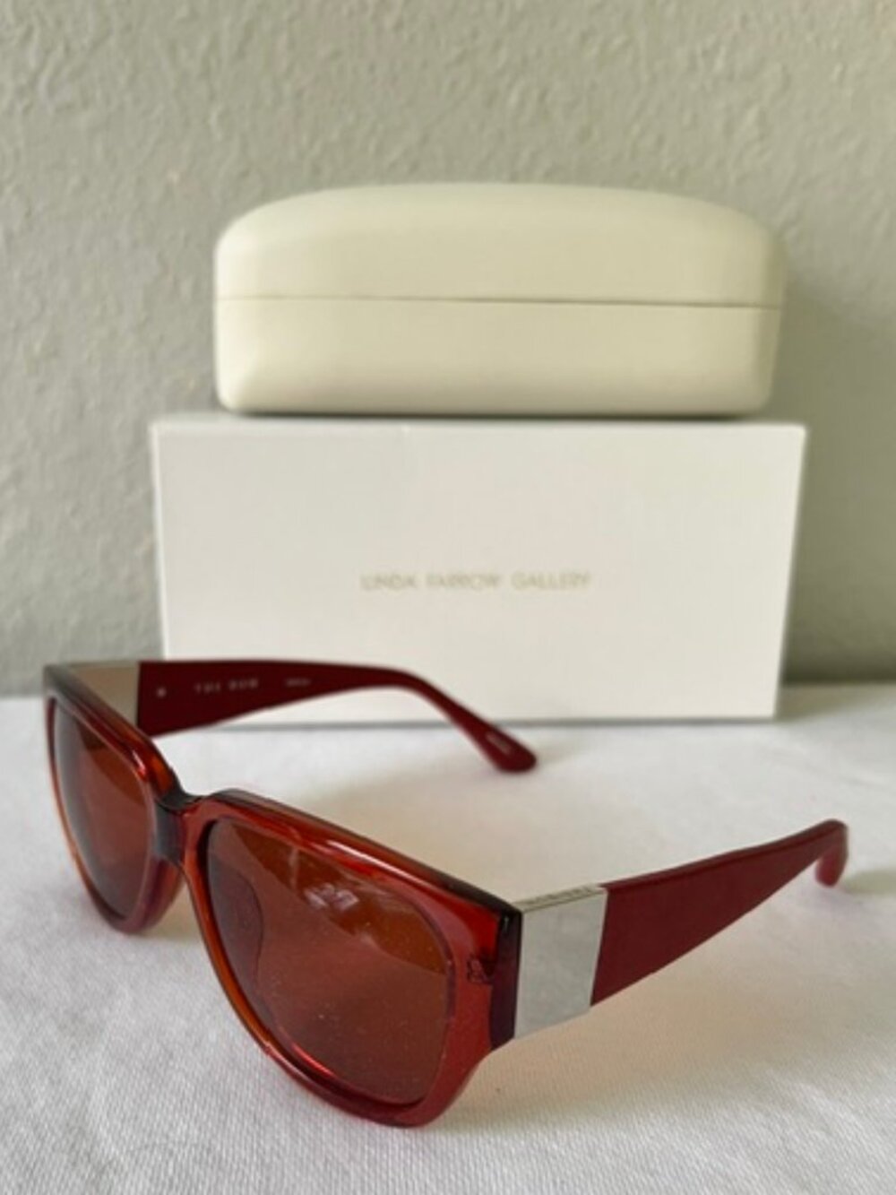 Linda Farrow x The Row 50/5 Sunglasses Luxury Leather Detail Made Japan
